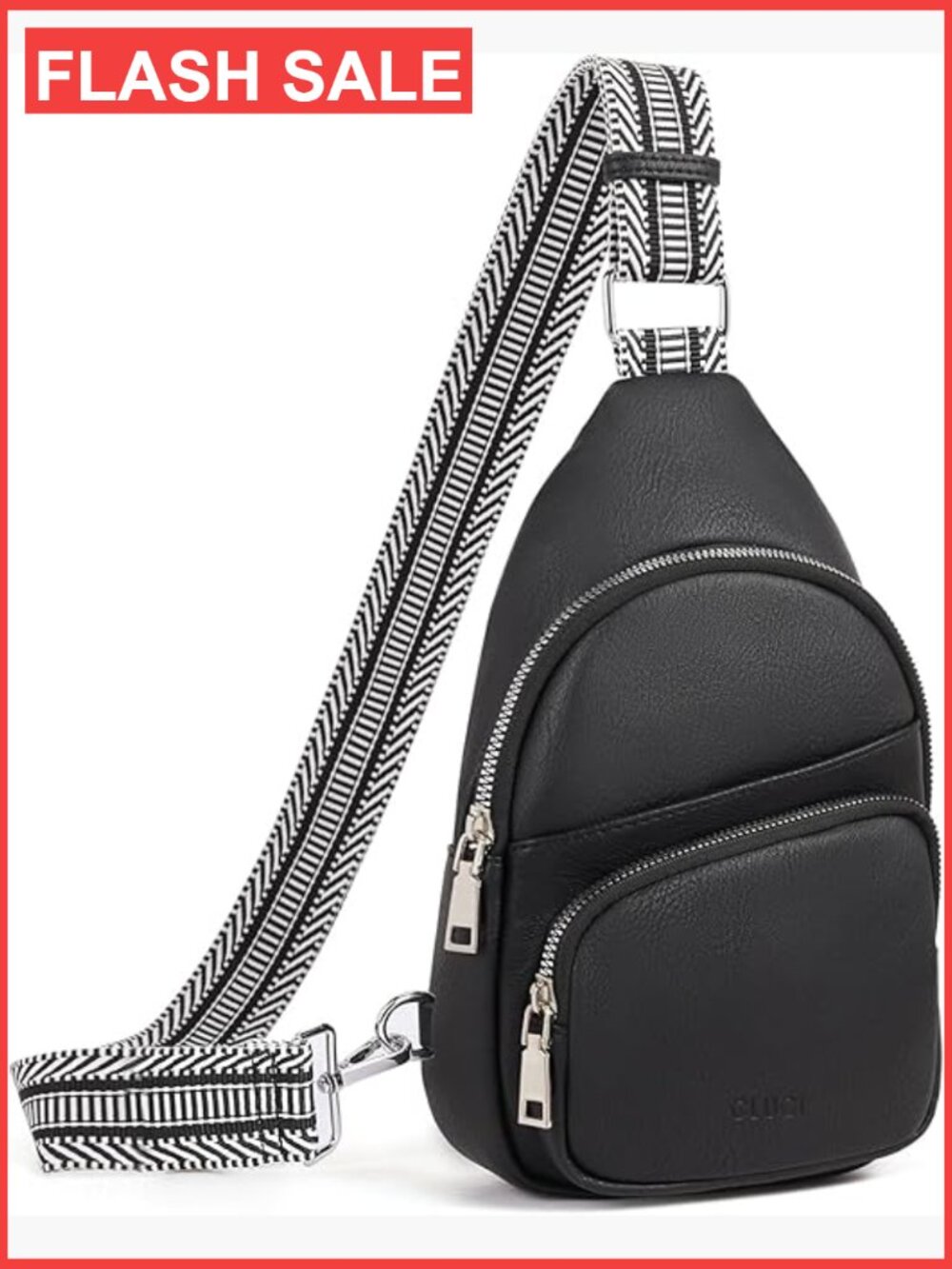 Vegan Leather Sling Crossbody Bag with Guitar Strap, Multiple Pockets